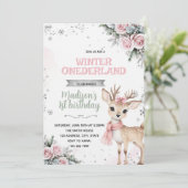 Winter Onederland deer invitation Einladung (Stehend Vorderseite)