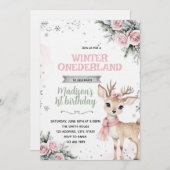 Winter Onederland deer invitation Einladung (Vorne/Hinten)