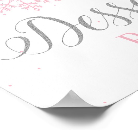 Winter Onederland Dessert Bar Sign Pink Schneefloc Poster (Ecke)