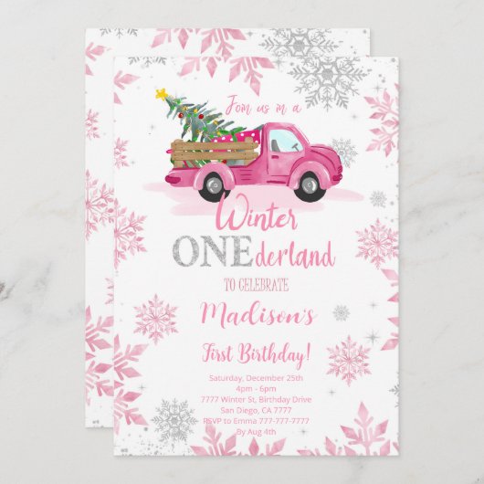 Winter ONEderland Einladung (Vorne/Hinten)