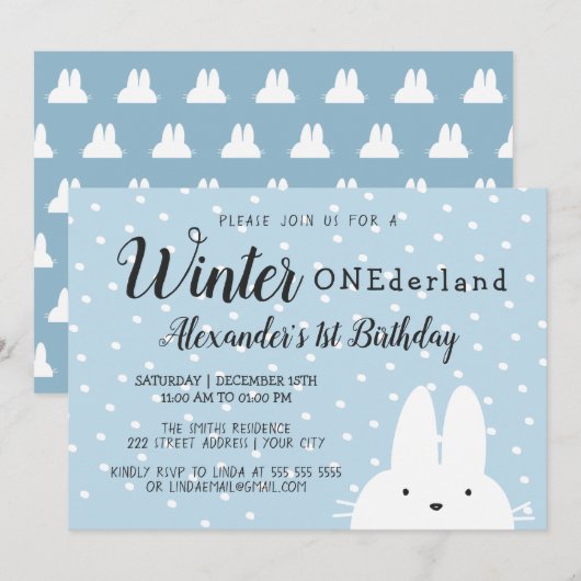 Winter Onederland Einladung (Vorne/Hinten)