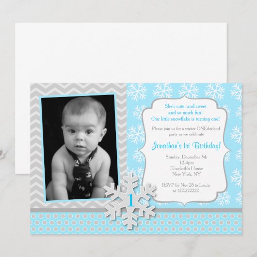 Winter Onederland Einladung (Vorne/Hinten)