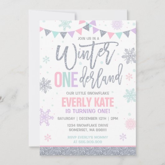 Winter ONEderland Einladung (Vorderseite)