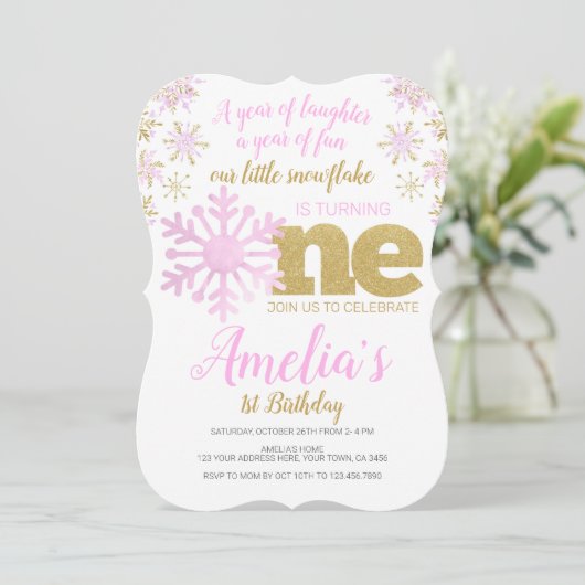 Winter ONEderland Einladung (Stehend Vorderseite)