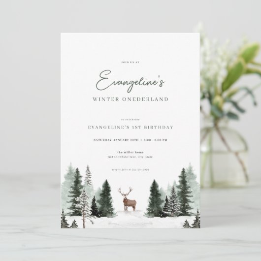 Winter Onederland Einladung zum 1. Geburtstag (Stehend Vorderseite)