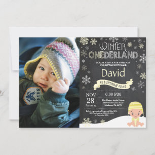 Winter Onederland Einladung zum 1. Geburtstag