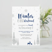 Winter Onederland Einladung zum 1. Geburtstag - Ju (Stehend Vorderseite)