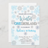 Winter Onederland Einladung zum ersten Geburtstag (Vorne/Hinten)