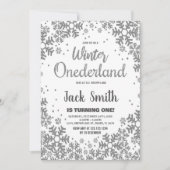 Winter ONEderland Einladungen Silberner Glitzer (Vorderseite)