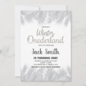 Winter ONEderland Einladungen Silberner Glitzer Pi (Vorderseite)