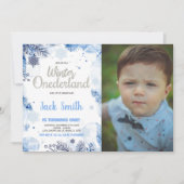 Winter ONEderland Einladungen Silver Glitzer Foto (Vorderseite)