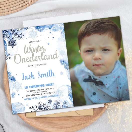 Winter ONEderland Einladungen Silver Glitzer Foto