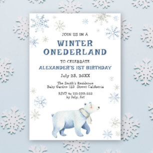 Winter Onederland Eisbär 1. Geburtstag  Einladung