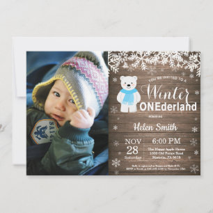 Winter Onederland Eisbär Junge 1. Geburtstag Einladung