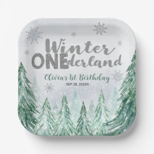 Winter Onederland Erste Geburtstag Schneeflocken W Pappteller