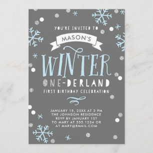 Winter Onederland erste Geburtstags-Party Einladung