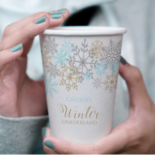 Winter Onederland erste Geburtstags-Schneeflocken- Pappbecher
