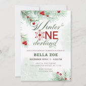 Winter Onederland Erster Geburtstag Einladung (Vorderseite)