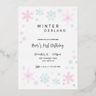 Winter ONEderland Erster Geburtstag Einladung