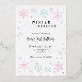 Winter ONEderland Erster Geburtstag Einladung (Vorderseite)