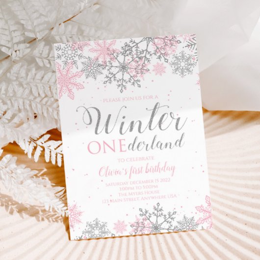 Winter ONEderland Erster Geburtstag Einladung