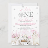 Winter ONEderland erster Geburtstag Einladung (Vorderseite)