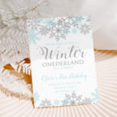 Winter Onederland Erster Geburtstag Einladung blau