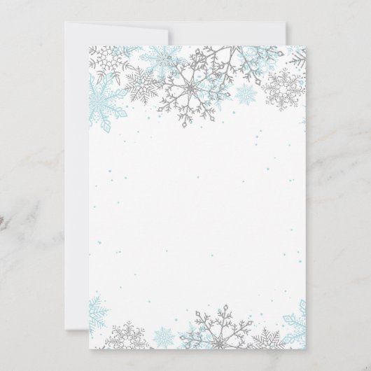 Winter Onederland Erster Geburtstag Einladung blau (Rückseite)