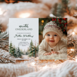 Winter Onederland Erster Geburtstag Foto Einladung