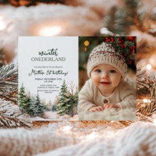Winter Onederland Erster Geburtstag Foto Einladung