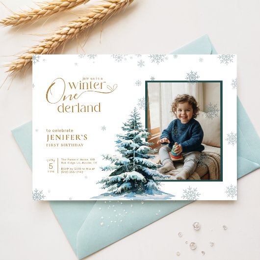 Winter Onederland Erster Geburtstag Junge Mädchen  Einladung