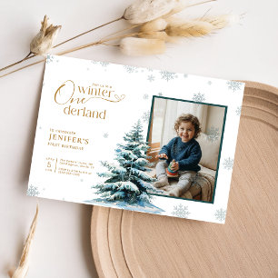 Winter Onederland Erster Geburtstag Junge Mädchen  Einladung