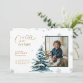 Winter Onederland Erster Geburtstag Junge Mädchen  Einladung (Stehend Vorderseite)