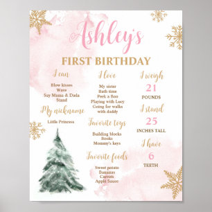 Winter Onederland Erster Geburtstag Meilensteine P Poster
