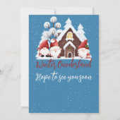 Winter Onederland Erster Geburtstag Niedliche Gnom Einladung (Rückseite)