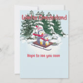 Winter Onederland Erster Geburtstag Niedliche Ping Einladung (Rückseite)