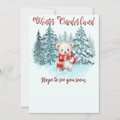 Winter Onederland Erster Geburtstag Niedlicher Bär Einladung (Rückseite)