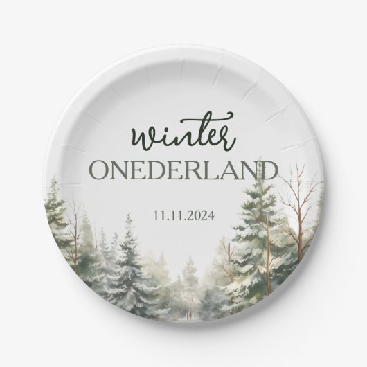 Winter Onederland Erster Geburtstag Pappteller (Vorderseite)