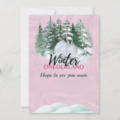 Winter Onederland Erster Geburtstag Pinguin Pink Einladung (Rückseite)