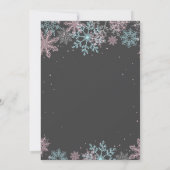 Winter Onederland Erster Geburtstag Rosa Blauer Sc Einladung (Rückseite)