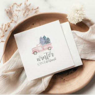 Winter Onederland Erster Geburtstag rosa Lastwagen Serviette