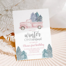 Winter Onederland Erster Geburtstag rosa LKW