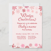 Winter Onederland Erster Geburtstag Rosa Schneeflo Einladung (Vorderseite)