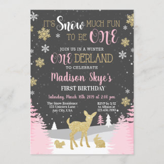 Winter ONEderland Erster Geburtstag Schnee viel Sp Einladung