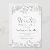 Winter Onederland Erster Geburtstag Silberschneefl Einladung (Vorderseite)