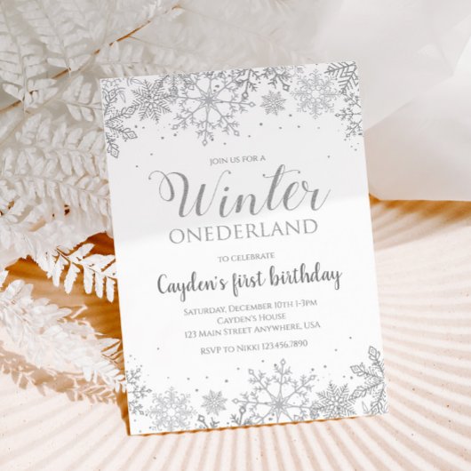 Winter Onederland Erster Geburtstag Silberschneefl Einladung