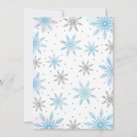 Winter Onederland Erster Geburtstag Snowflakes Einladung (Rückseite)