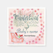 Winter Onederland Erster Geburtstag Snowman Pink Serviette (Vorderseite)