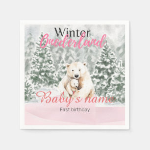 Winter Onederland Erster Geburtstagsbär Snowy Fore Serviette