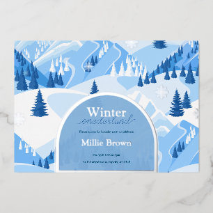 Winter Onederland Erster Geburtstagsschnee Folieneinladung